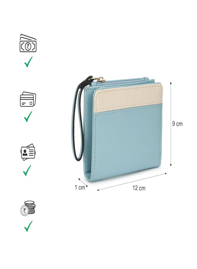 Fastrack Women Faux Leather Color Blocked Two-Fold Wallet , | with 3 Card Holders & ID Card Holder | Wallet with Wristlet | Purse for Daily Use, Blue - Image 5